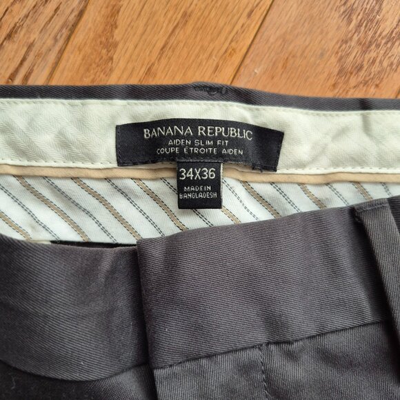 Banana Republic Aiden Slim Fit Chino Pants Charcoal 34" x 36" - Picture 3 of 15